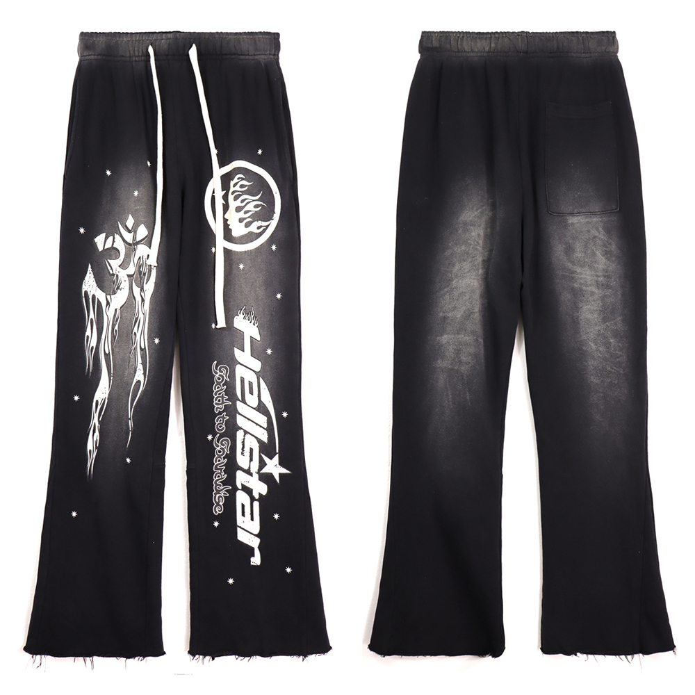 Custom Printing Tracksuit for Men 100% Cotton French Terry Hoodie and Flare Sweatpants Set