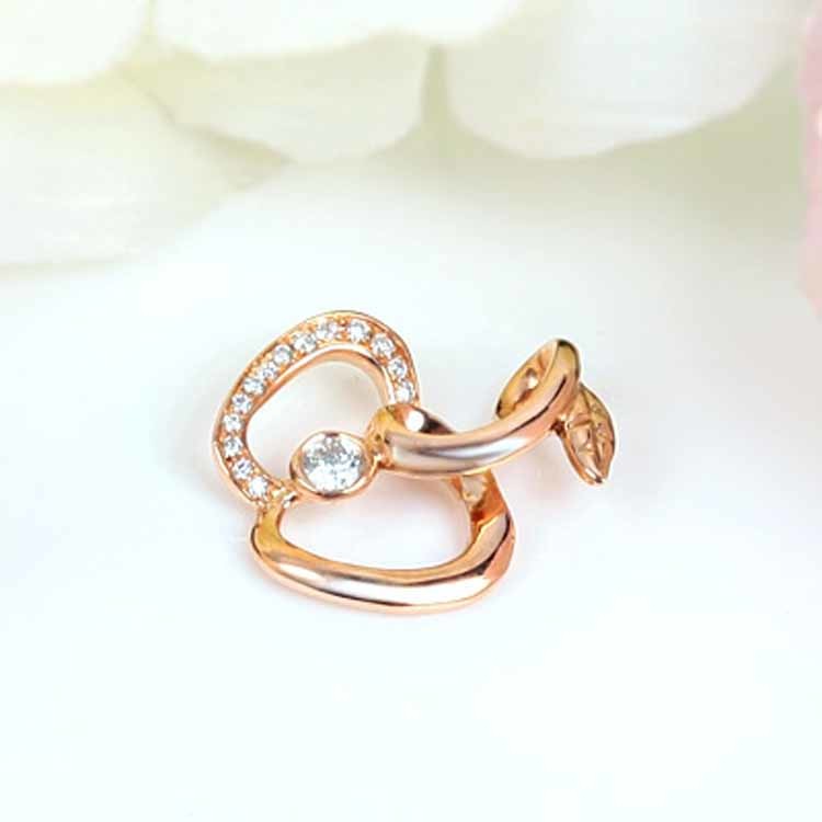Rose Gold Diamonds Apple Shape Pendant (GDN016)