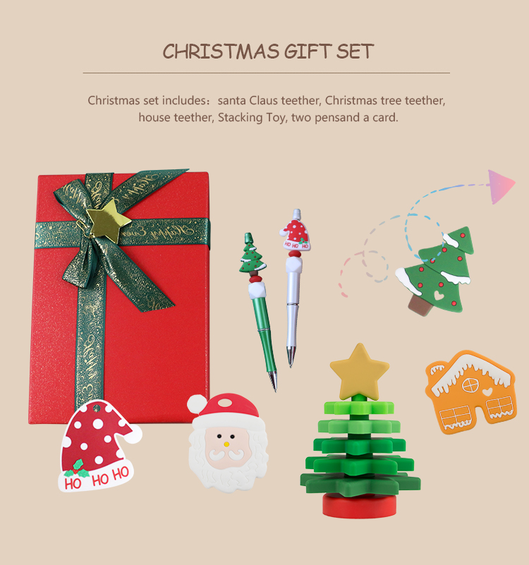 BPA Free Baby Silicone Toys , Christmas Tree Stacker For Kids Teether