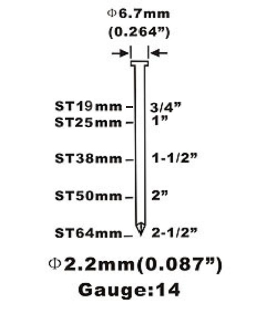 14gauge St Series Concrete Steel Nail Straight Nail St38
