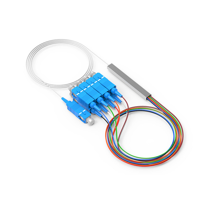 4 Way Fiber Optic Splitter 1*4 Sc Upc Plc Splitter G657A1 Cable 0.9mm steel tubeFor Terminal Box