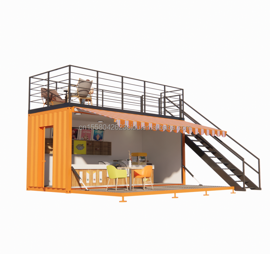 Modified 20 Foot Prefab Shipping Container Ideal for Pop Up Coffee Shop Restaurant Mobile Container Bar Shop and Bathroom