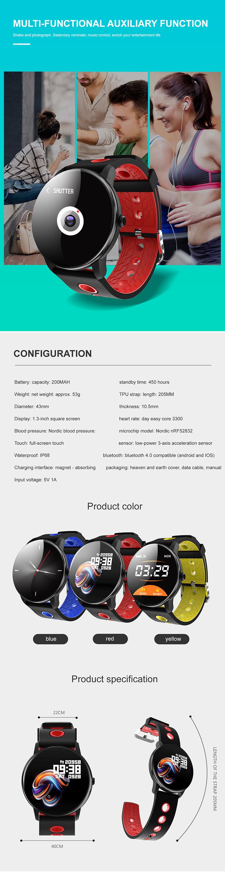 M4 Smart Bracelet Health Tracker 160mAh IP68Waterproof 24-hour heart rate real-time monitoring Fitness H25 Smart Watch
