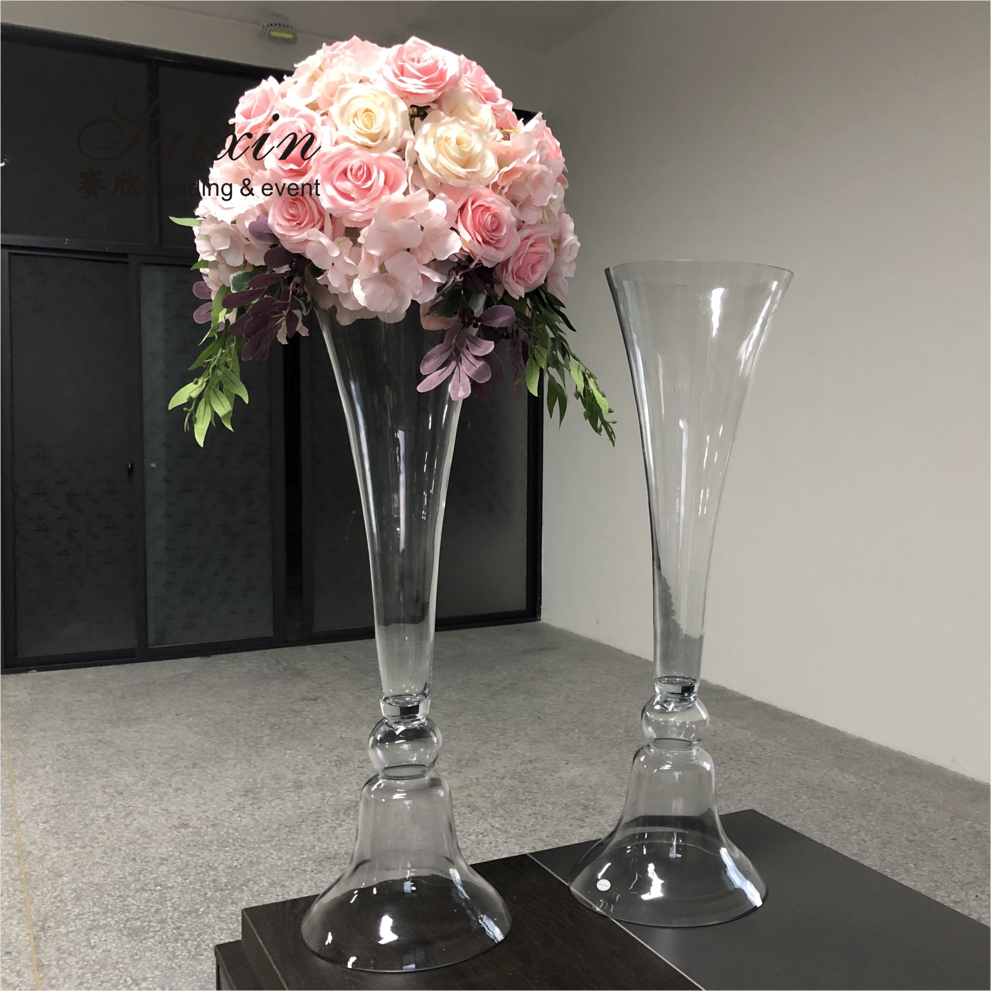 Events Wedding Art Decoration Vase Gold Metal Trumpet Vases Party