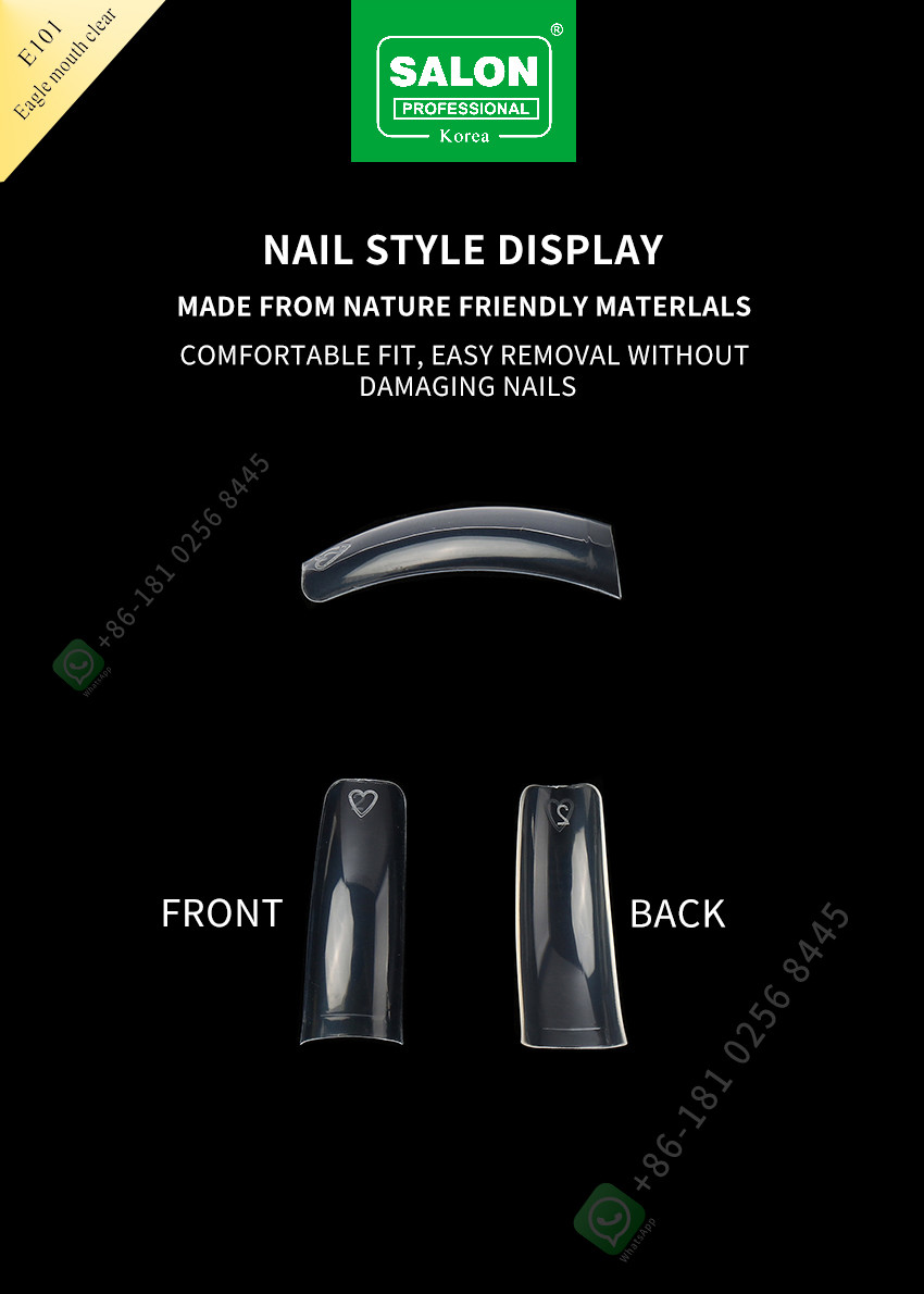 Medium Pre-Shaped Seamless Clear Color Fake Nail Tips For DIY Home Nail Salon 12 Sizes