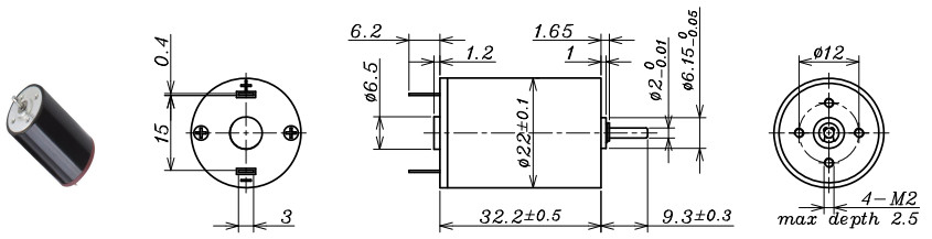 DC Metal Brush Motor Coreless Metal DC Brush motor3V6V12V24V.D22mm L32mm