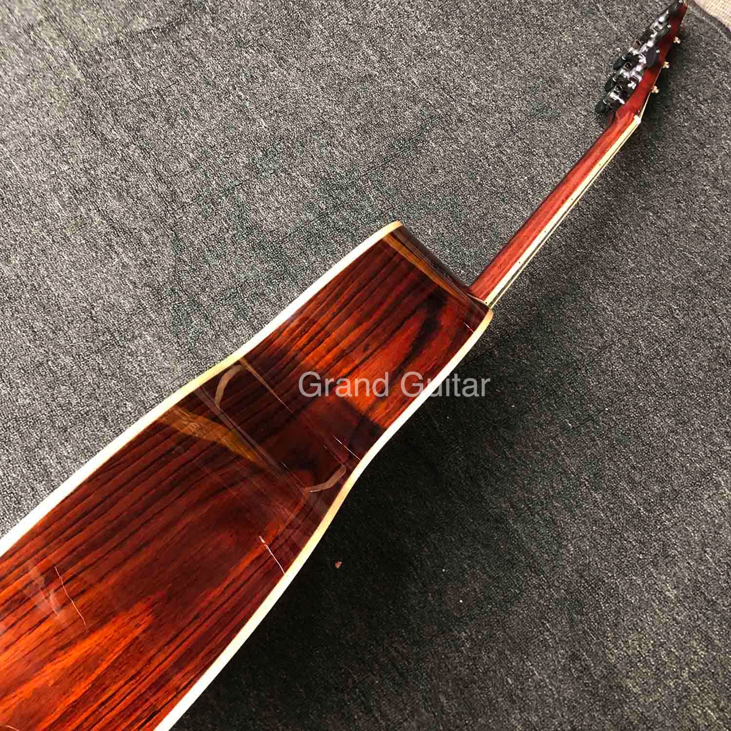 Custom Solid Cocobolo Wood Back Side Cutaway Acoustic Guitar in Natural