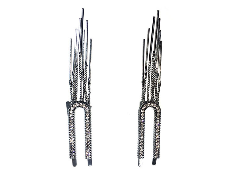 Ladies Metal Shoe Rhinestone Accessories 1.6cm*4.2cm 6.2cm With Tassel