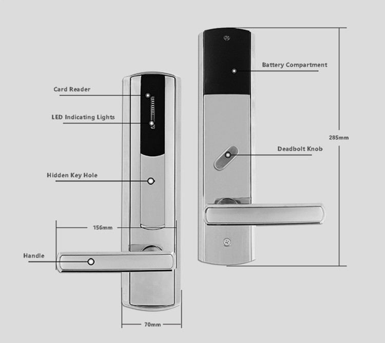 Electronic Key Card Room Door Locks For Smart Hotel Door Lock System