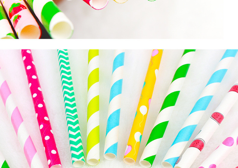 200pcs pack 6mm diameter food safe ink printing spots paper straws compostable waved pulp straws for party DIY