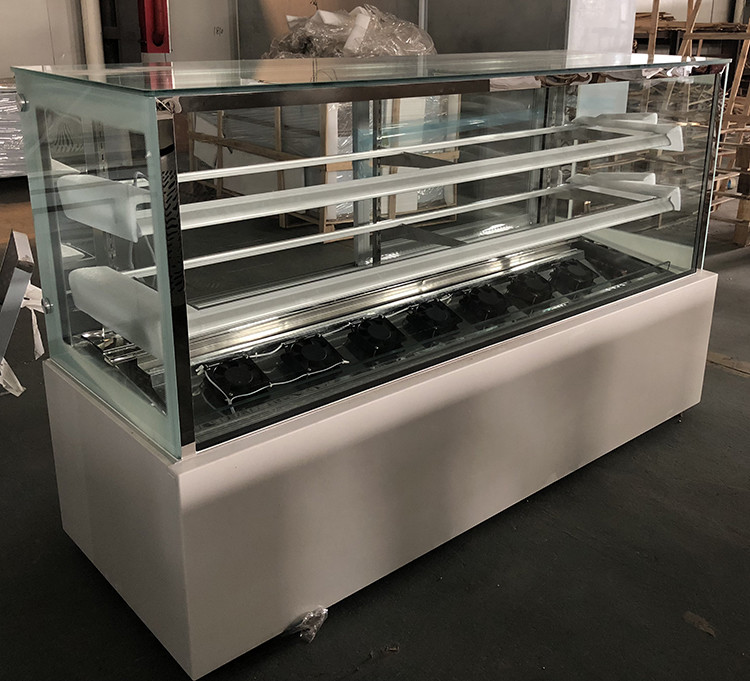 5ft Square Refrigerated Pastry Showcase , Glass Door Cake Display Fridge
