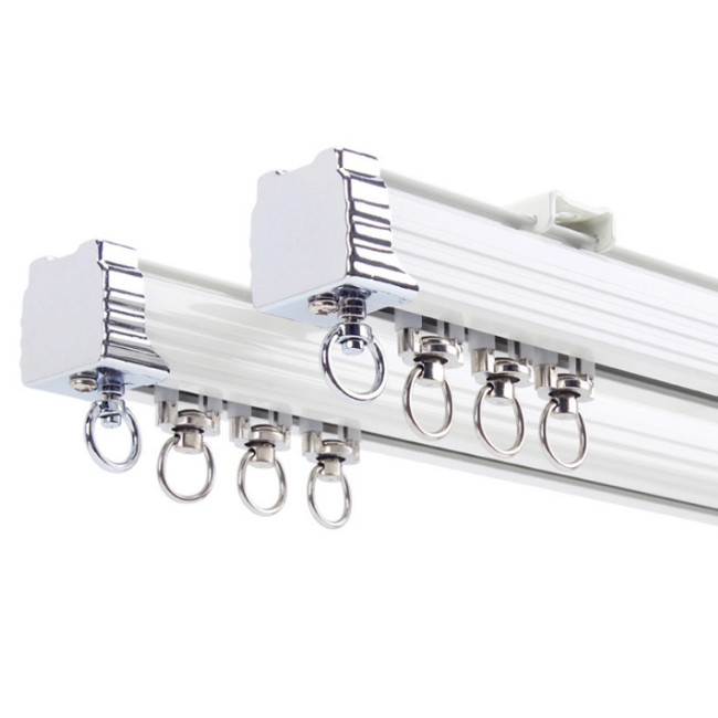 2m Modern Brushed Anodize Bendable Double Curtain Track