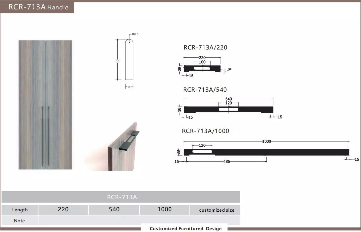 Kitchen Gold Aluminium Cabinet Handles Polished custom furniture hardware 247mm