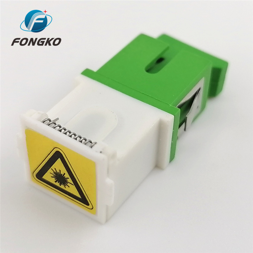 SM SC/APC White Auto Shutterwith metal shrapnel Green Fiber Optic Adapter