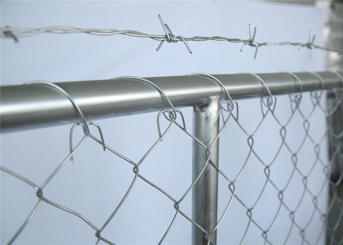 Chain Link Fabric Construction Fence Panels 6' height width 14' width Mesh 65mm x 65mm ASTM hot dipped galvanized