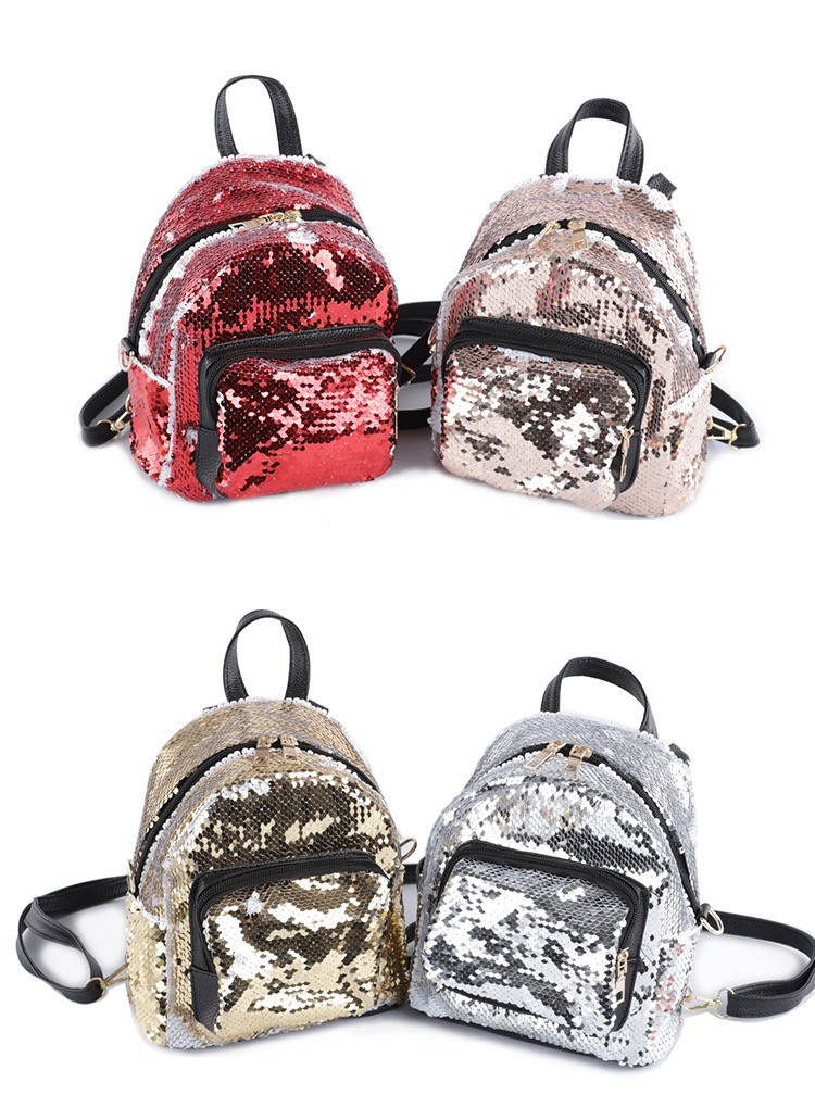  Sublimation Custom Photo Glitter Sequin Backpack Trendy Travel Sparkly Backpack For Heat Transfer Manufactures
