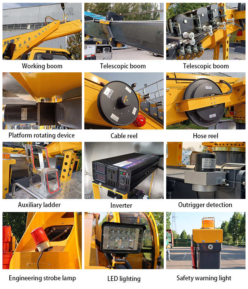27m Hydraulic Truck Mounted Aerial Telescopic Access Ladders Bucket Truck Boom Lift Aerial Manlift Work Platform Truck A