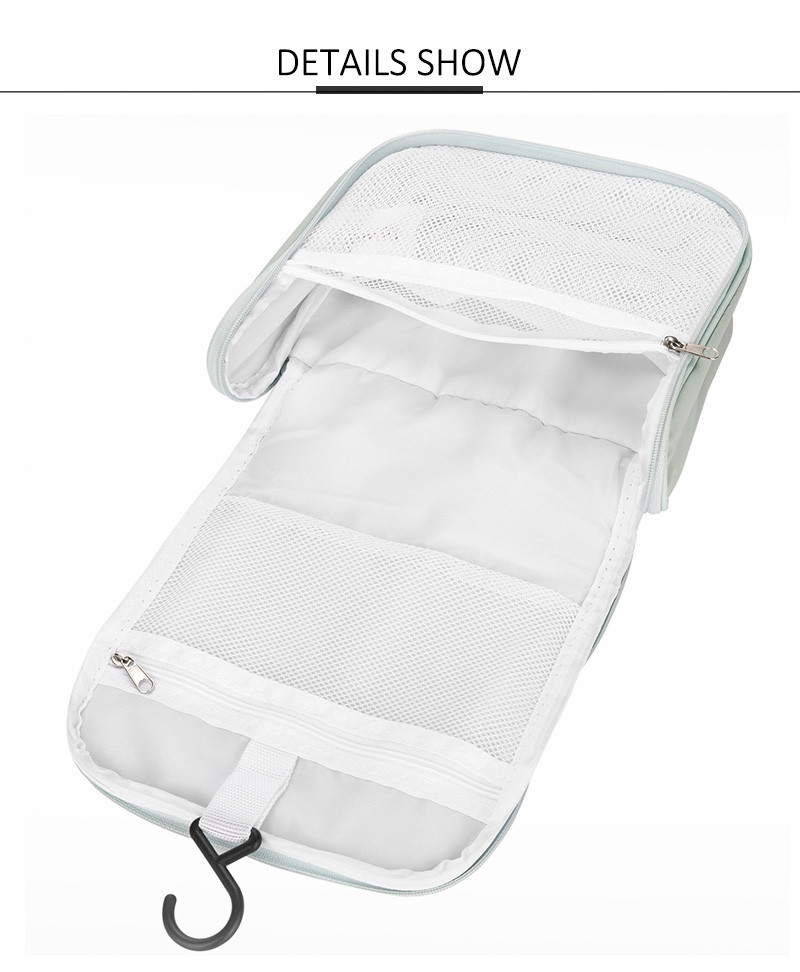 Large Capacity Grey Hanging Waterproof Tavel Wash Cosmetic Bursh Bag