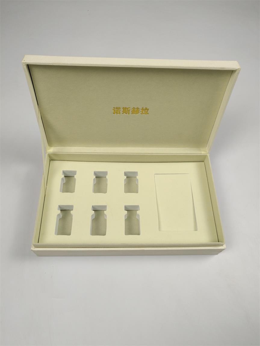 Factory custom design makeup packing box cosmetic paper gift box for essential oil with cut out EVA/ foam inset