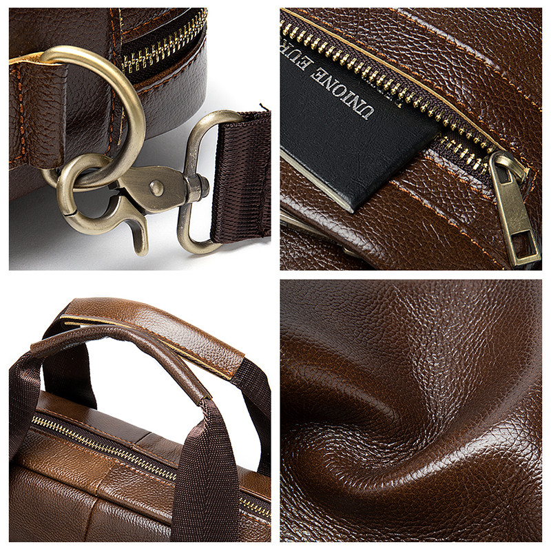 Waterproof Business Laptop Handbag Shoulder Bag Genuine Leather Briefcase For Men Custom Logo