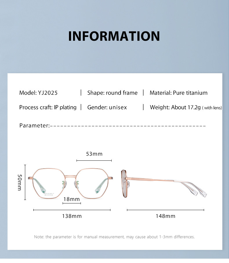 Polygonal Myopic Titanium Frame Glasses IP Plating For Men