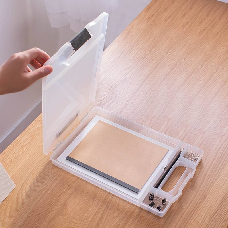 Break Resistant Portable A4 File Box Transparent Plastic Box OEM 20.1*40.5cm
