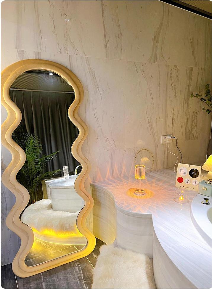Standing Wavy Oversized Arched Floor Mirror 71x32 Dressing Room
