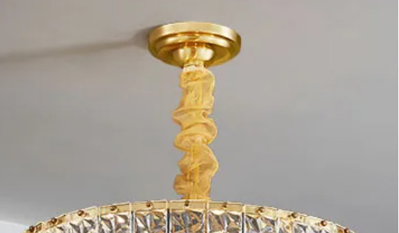 Tricolor Triangular Modern Crystal Chandelier Gold Finish Multiple Processes