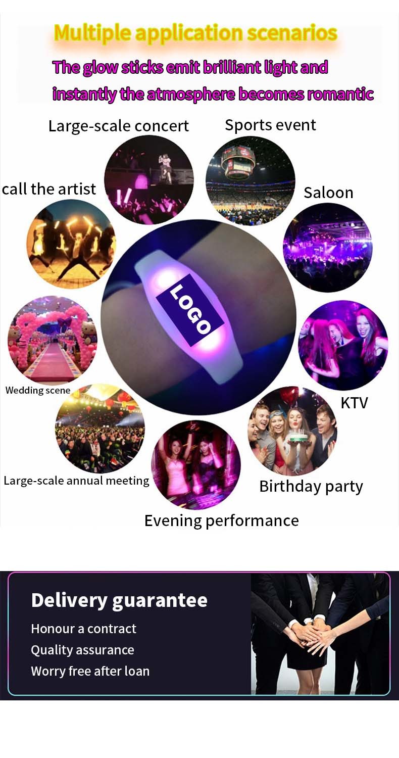 LED FlashingSilicone Bracelet Sensor Sound Activated Light Up Wristband Sound Activated Silicone LED Flashing Bracelet W