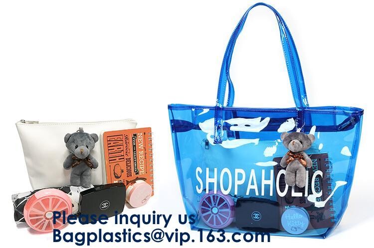 Beautiful Plastic PVC Beach Bag Clear Travel Cosmetic Bags, Fashion Clear PVC Beach Bag, Vinyl Plastic Bag, Envelope Clu
