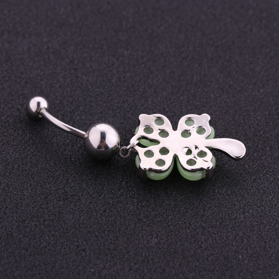 Fashion stainless steel piercing jewelry flower dangle belly button ring for women