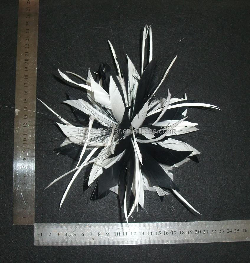 5*15 cm Goose Biot Feather Flower Mount with Wire Accessory in Dyed Coloration