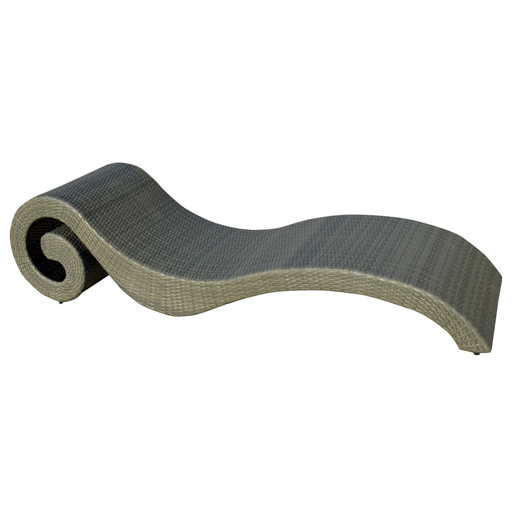 S-Shape Black Rattan Garden Sun Loungers Poly Hotel Holiday Resort Poolside