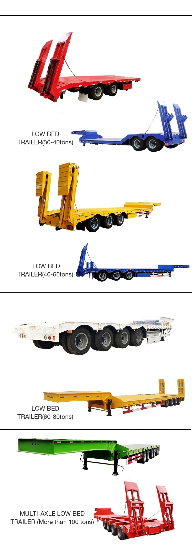 60T Max Payload 3-5 Axles 13000mm Detachable Gooseneck Lowbed Trailer for Africa