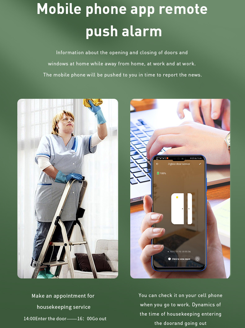App Remote Assistanceintelligent Linkage Anti-theft Monitoring Tuya Smart Wi-Fi Door Sensor And Window Sensor