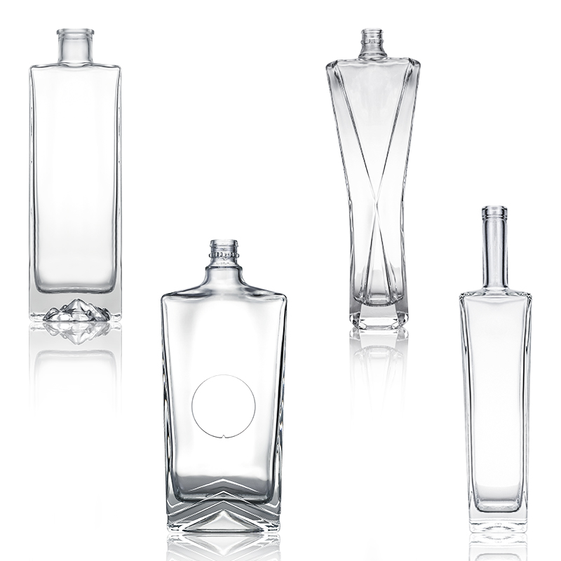 Custom Cap Square Shape Glass Bottle for Industrial Liquor Rum Vodka Whisky Tequila Gin