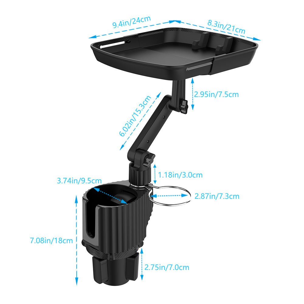 Double Car Cup Holder With Tray 360 Degree Rotation Easy Install