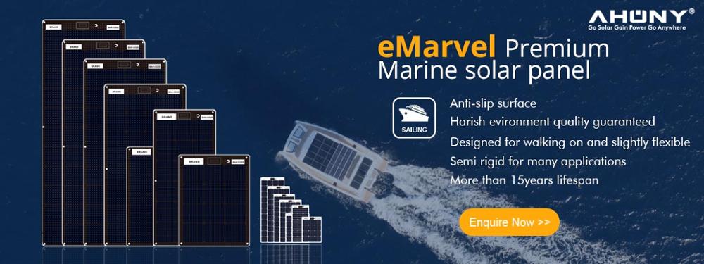 Black Semi Rigid Solar Panels Anti Skid Walkable 100 Watt Marine Solar Panel