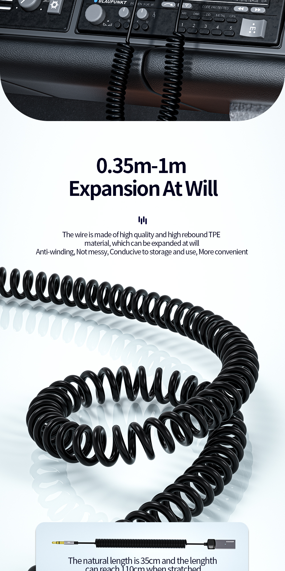Twill Aux BT Audio Receiver with 3.5mm Audio Cable 3.5mm Aux Audio Converter 3.5mm Jack