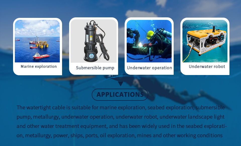 Water Resistant Rubber Sheath Flexible Electrical Power Underwater Cable