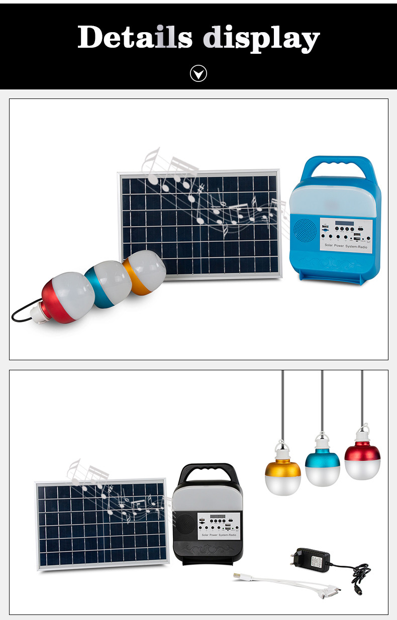 OEM 10000Hrs 9W 6V 3 Light Solar System For Electricity Lack Areas
