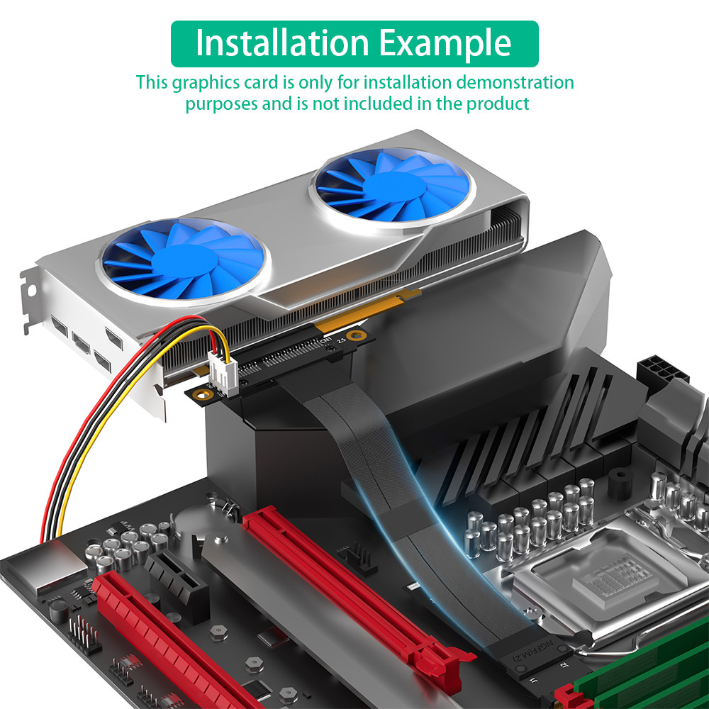 M.2 NGFF Key M to PCIe 3.0 X4 Extension Cable 180° PCI-E Slot for Speed Data Transfer Support PCI-E1X - 4X - 8X - 16X device usage