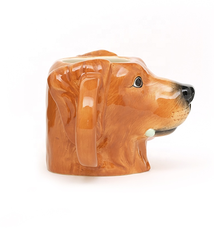 Best Selling cute earthenware 3d dog shaped Animal Ceramic Mugs Design with 3D handpaint