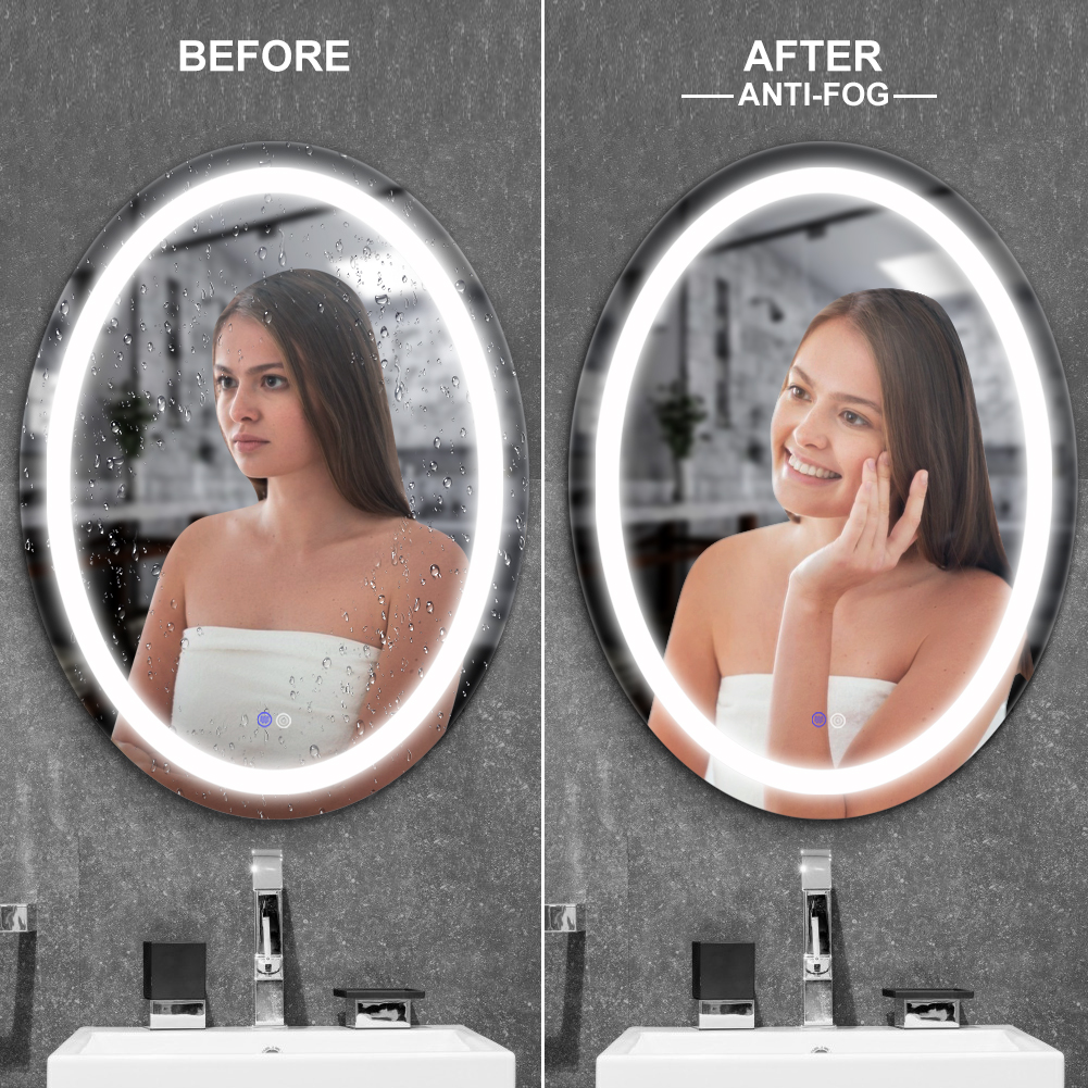 Magnifying Round Backlit Bathroom Mirror 5mm Beauty Salon Mirror With Lights