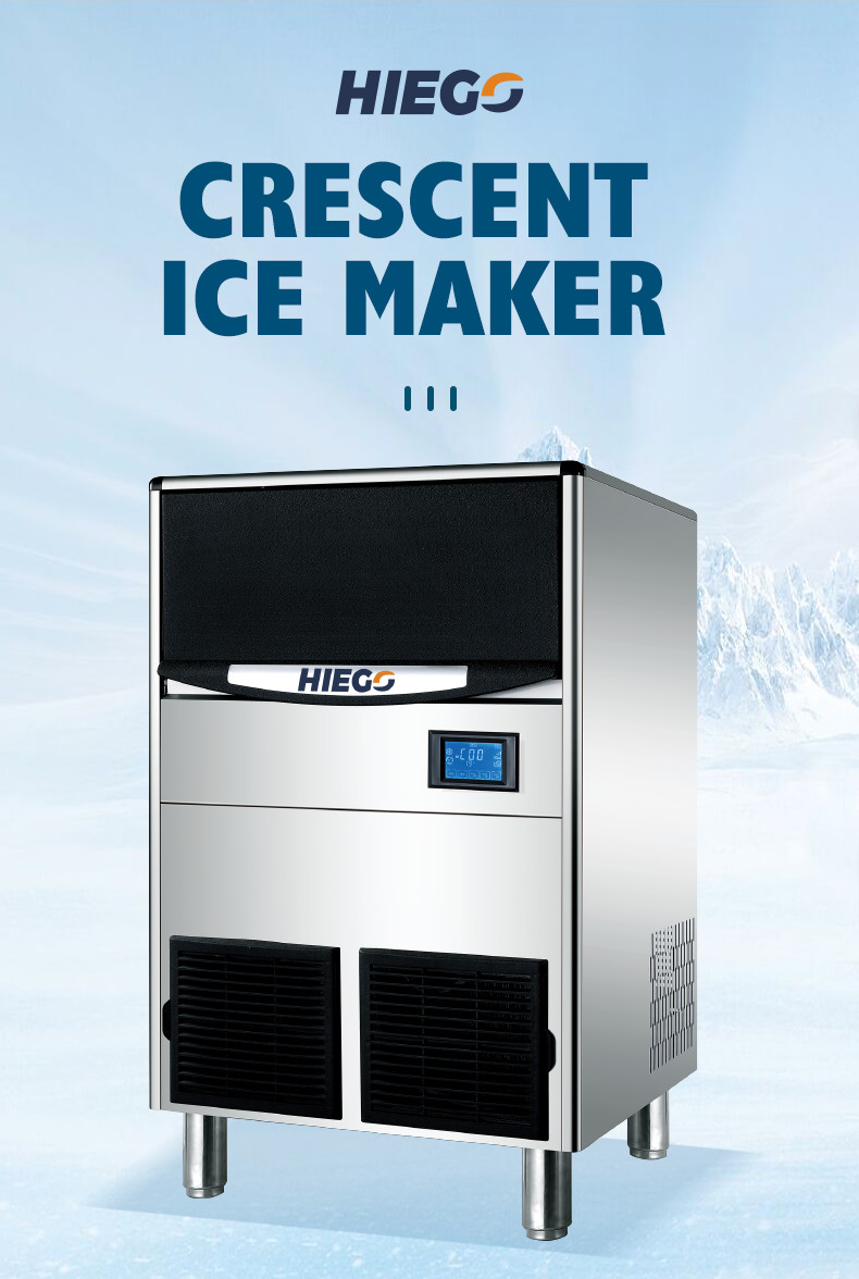 80kg/24hr Crescent Ice Maker Air Cooling Portable 80kg Industrial Ice Machine