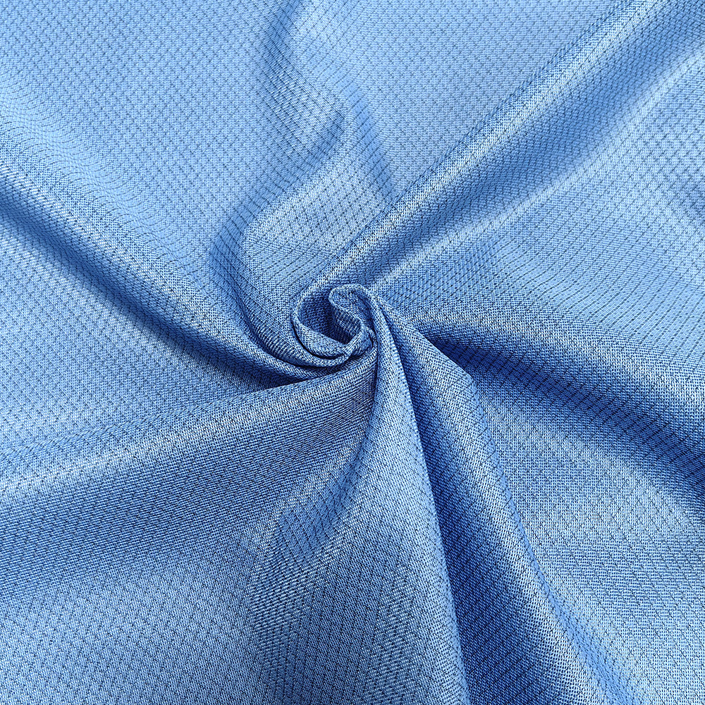 75-80gsm 6mm Diamond Blue Knitted ESD Antistatic Fabric For Cleanroom Coat