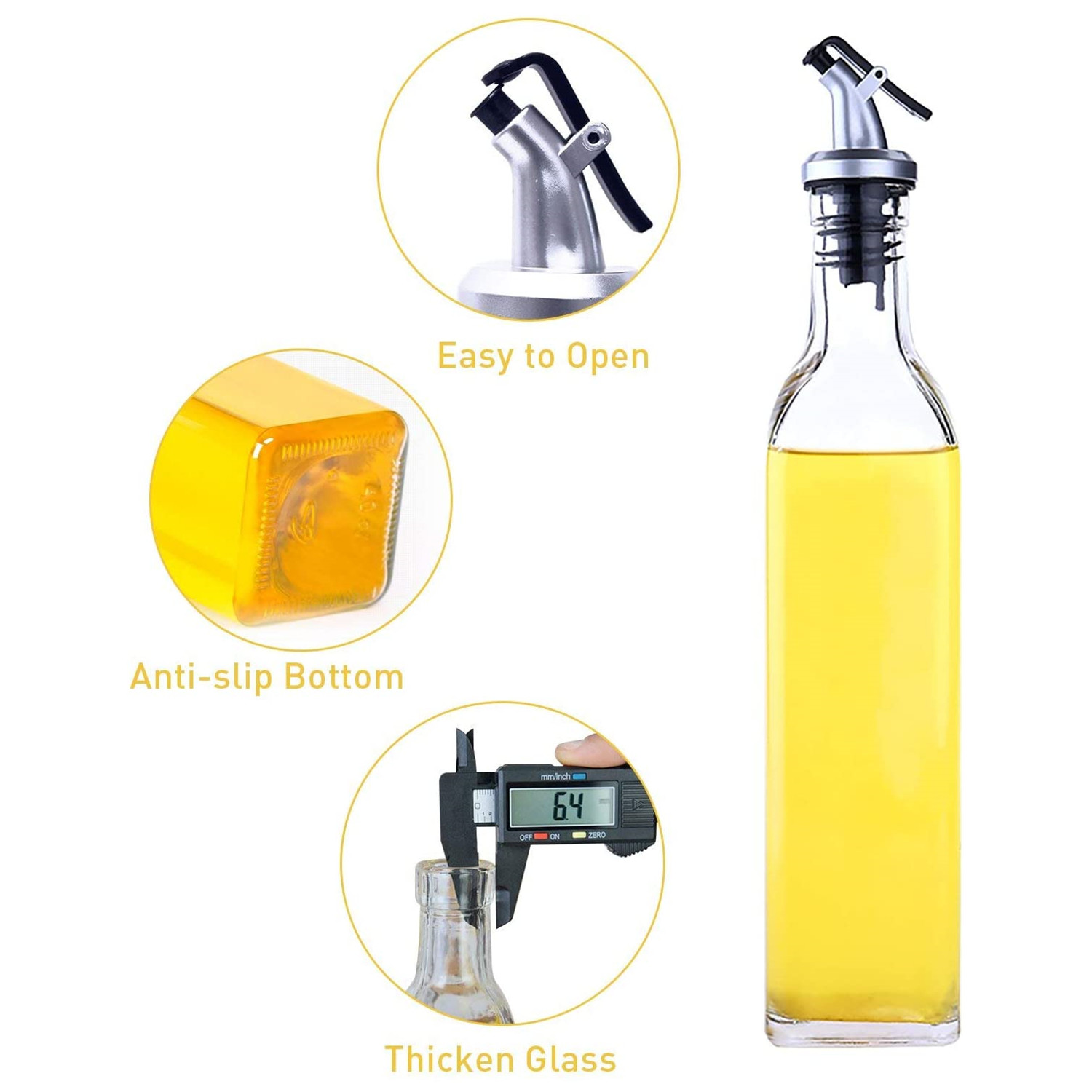 350ml 500ml Thickened Crystal Glass Bottles Olive Oil And Vinegar Dispenser Set