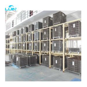  Collapsible Wire Mesh Containers Pallets Metal Foldable Cage With 500KG Capacity Manufactures