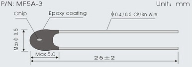Epoxy Coated NTC Thermistors MF5A-2/3 Series 1