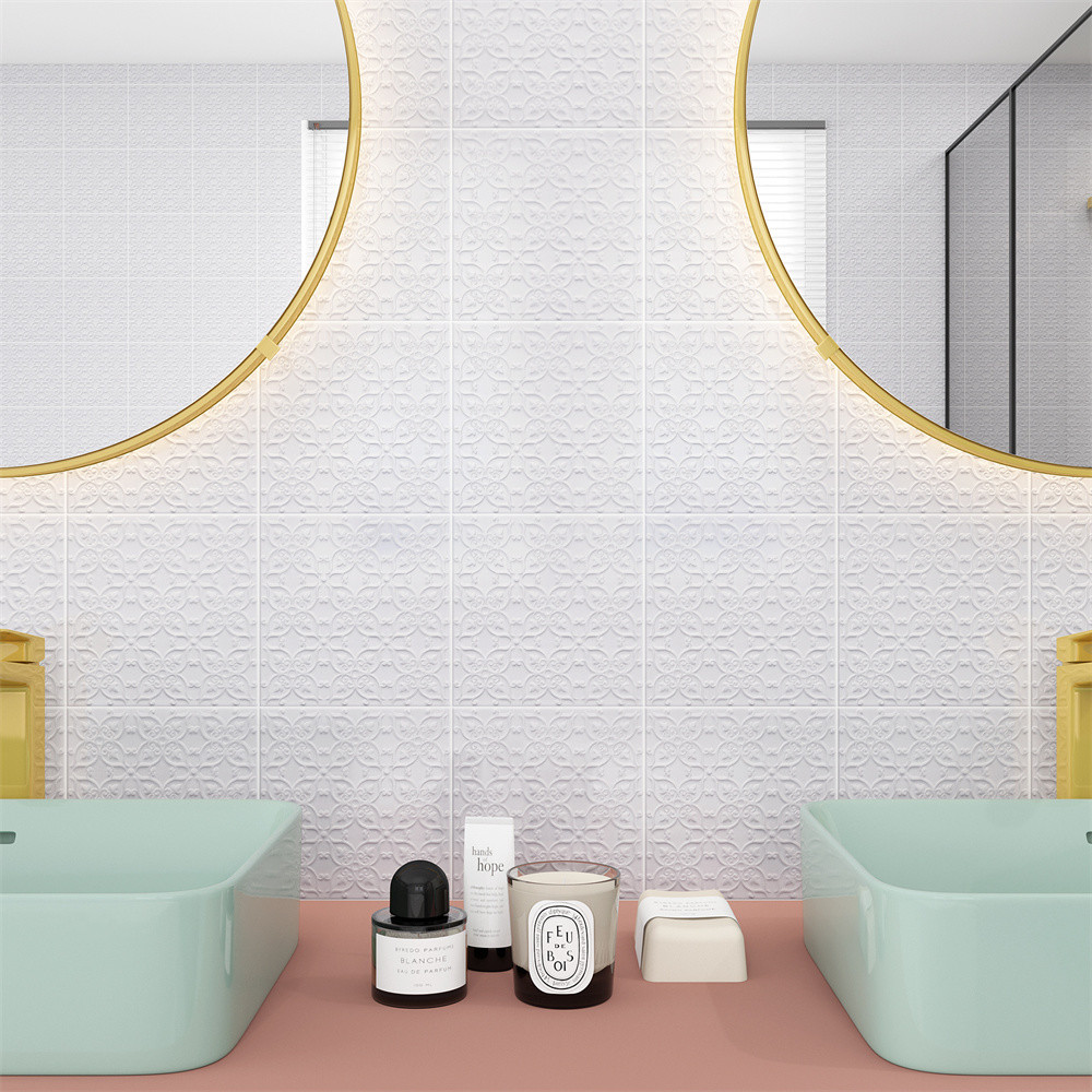 White 200x200mm Eco-Resistant Wall Tiles For Dining Room And Durable Ceramic Rustic Tiles For Living Room